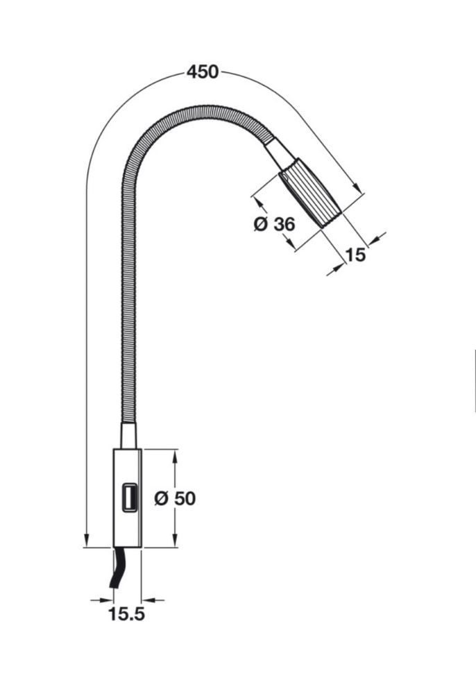 Vand Lampă flexibilă pentru dormitor sau birou Häfele Loox LED, 2 USB