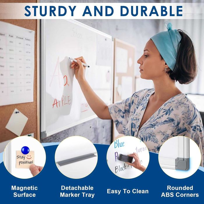 Tabla magnetica cu markere colorate magneti burete whiteboard 60x40 cm