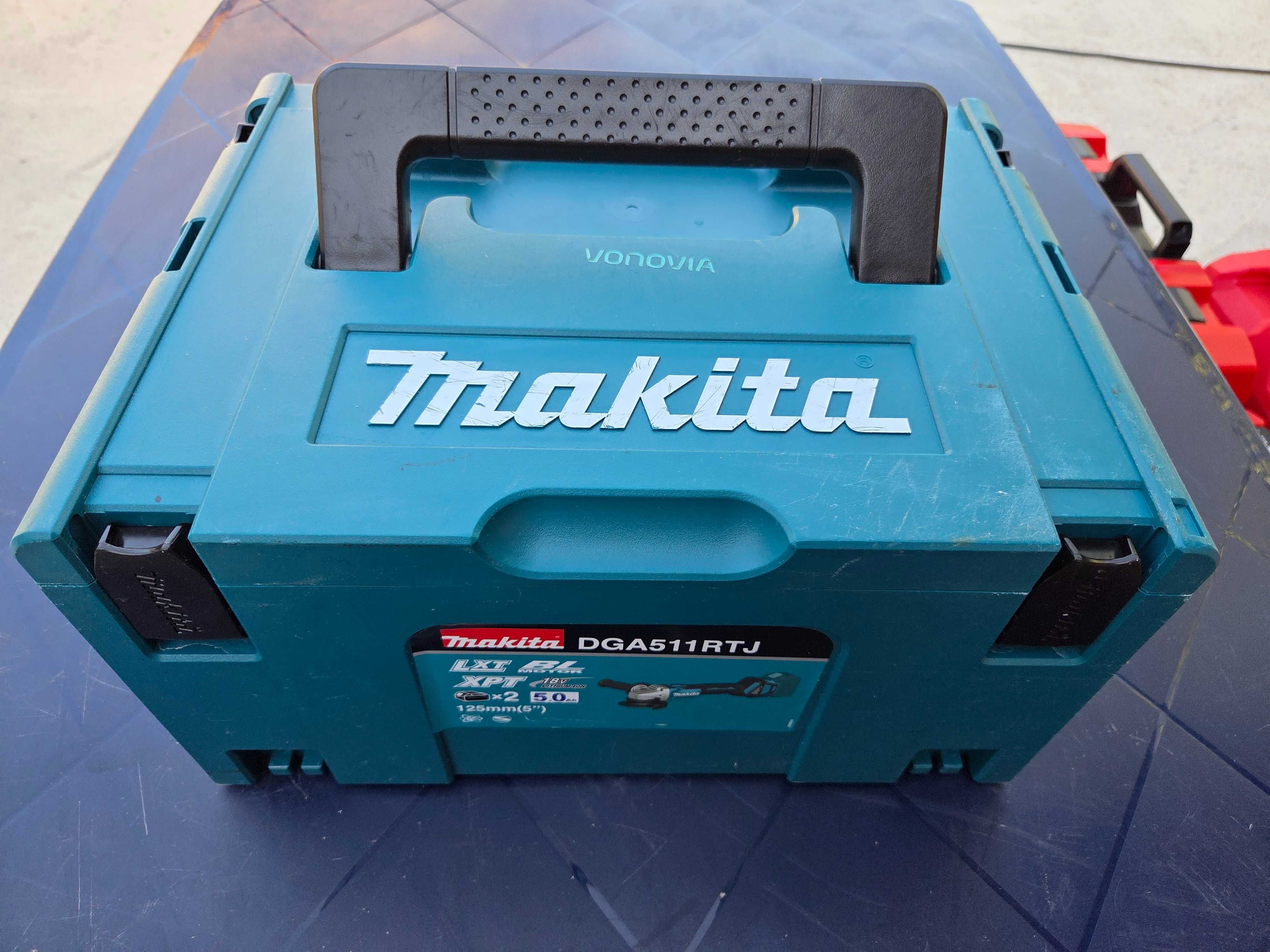 Makita DGA511 – ъглошлайф 125 мм 18V + батерия, зарядно и куфар