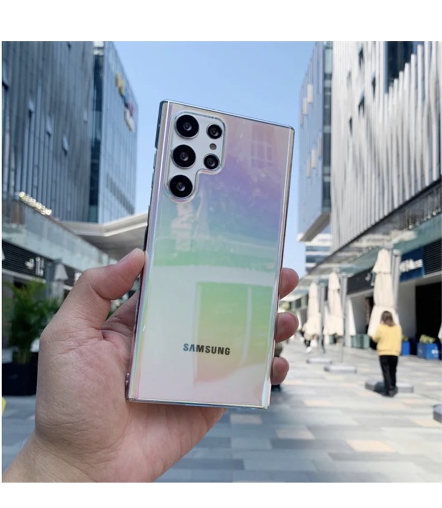 Samsung S22/S23/Plus/Ultra Husa Solid Case Anti Soc Rainbow Clear