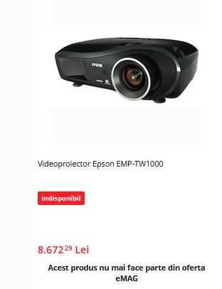 Videoproiector EPSON EMP-TW1000 HDMI lens shift FULLHD 1080p 932 ore