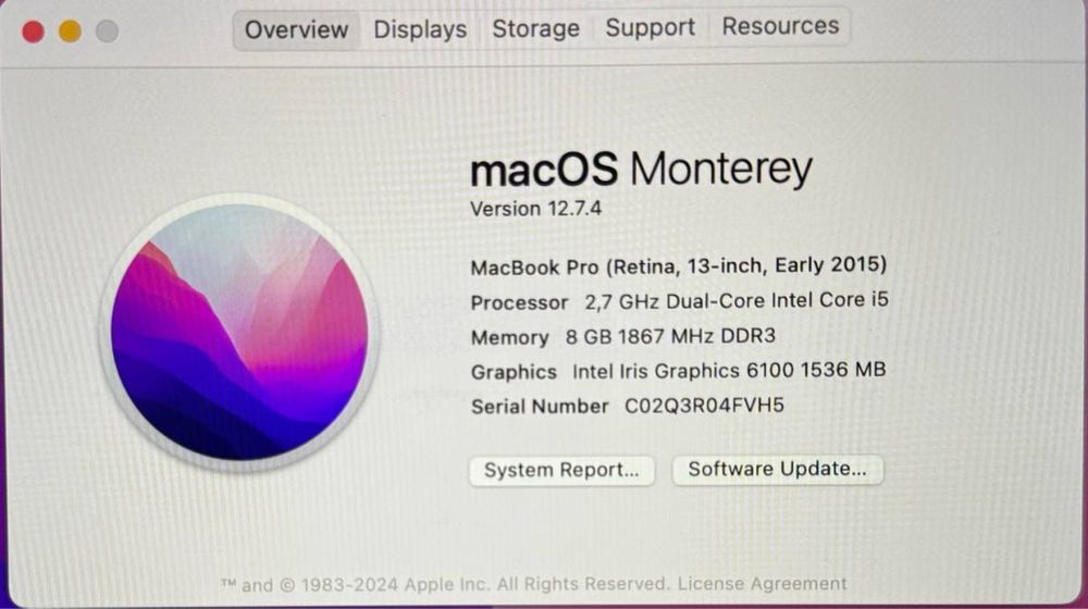 Macbook pro 8/256GB