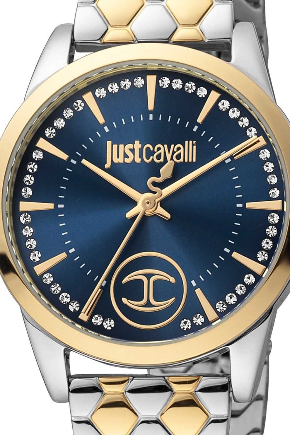 JUST CAVALLI – Дамски часовник "GOLD & SILVER – BLUE & CRYSTALS" нов