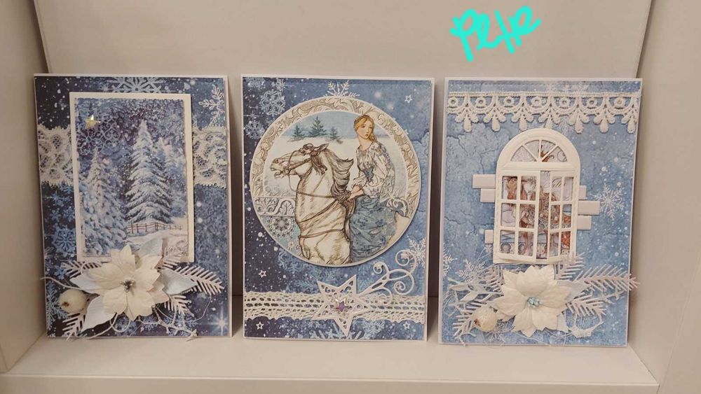 Ръчно изработени коледни картички с различни техники