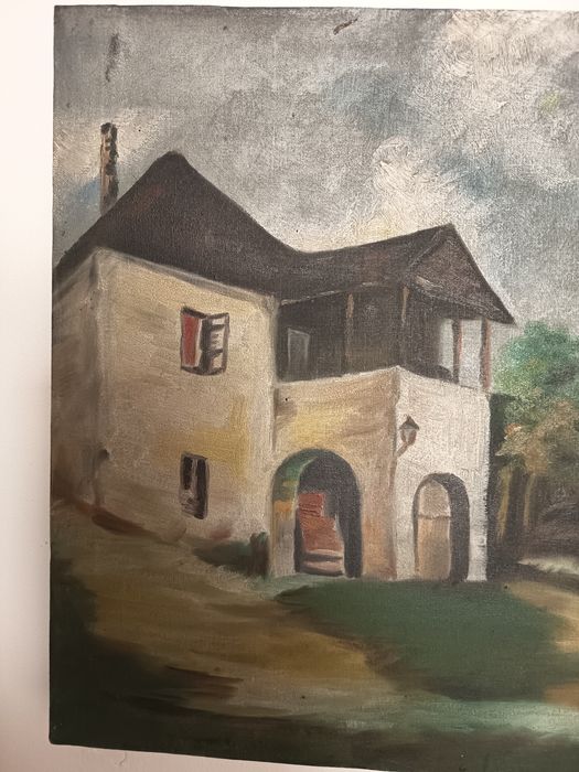 Tablou Vechi Românesc "Casa la Țara" Super Pictura Veche