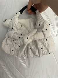 Y2K Style Малка Бяла Чанта С Черни Точки