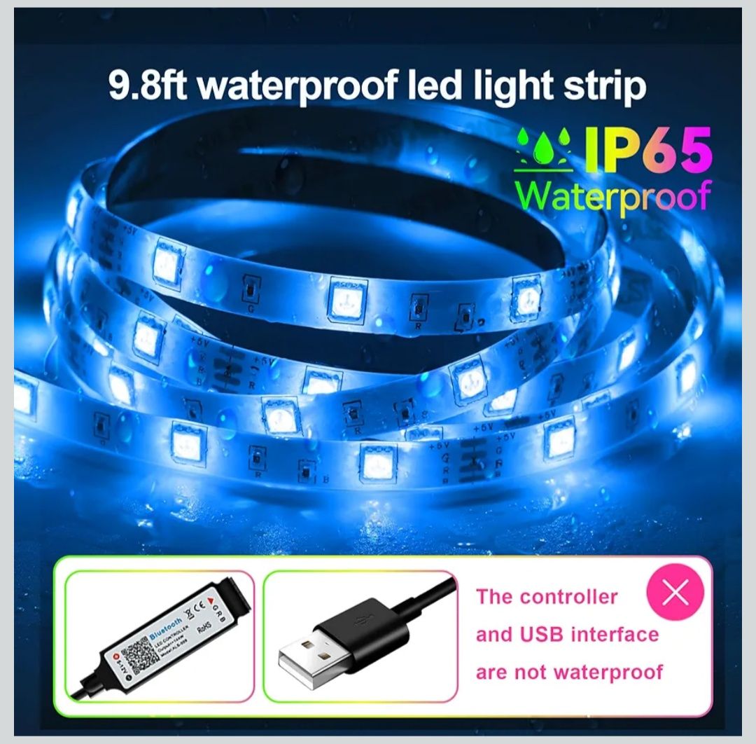 Bandă LED RGB 5m cu Bluetooth, Control prin Aplicație și Telecomandă –