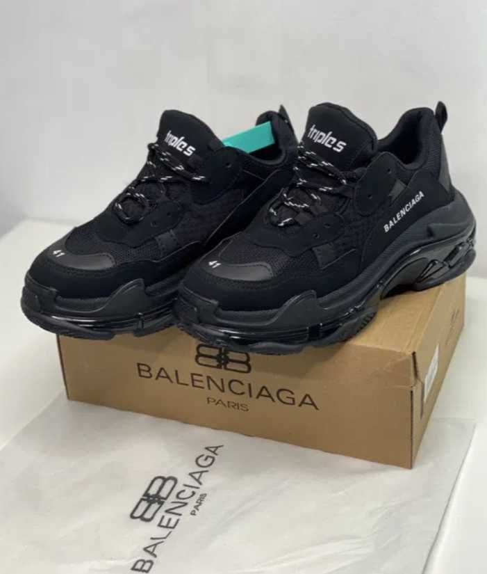 Adidasi Balenciaga Triple S full box, full black PREMIUM Sneakers