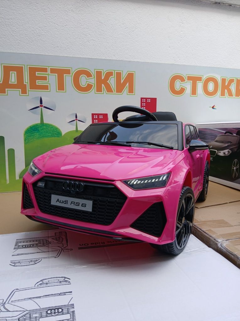 Чисто нова!Акумулаторен джип AUDI RS6 меки гуми,кожен салон,12волта
