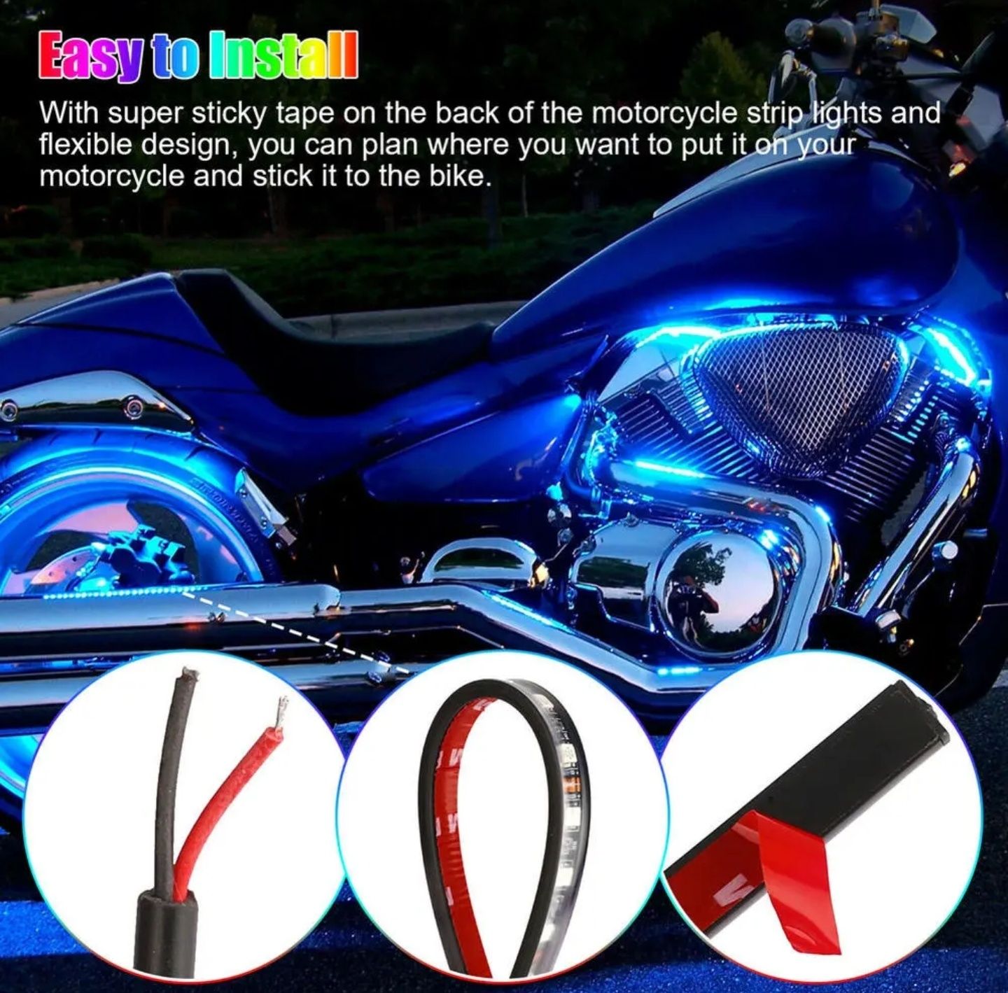 Kit iluminare banda led RGB neon moto ATV ambiental  APP control