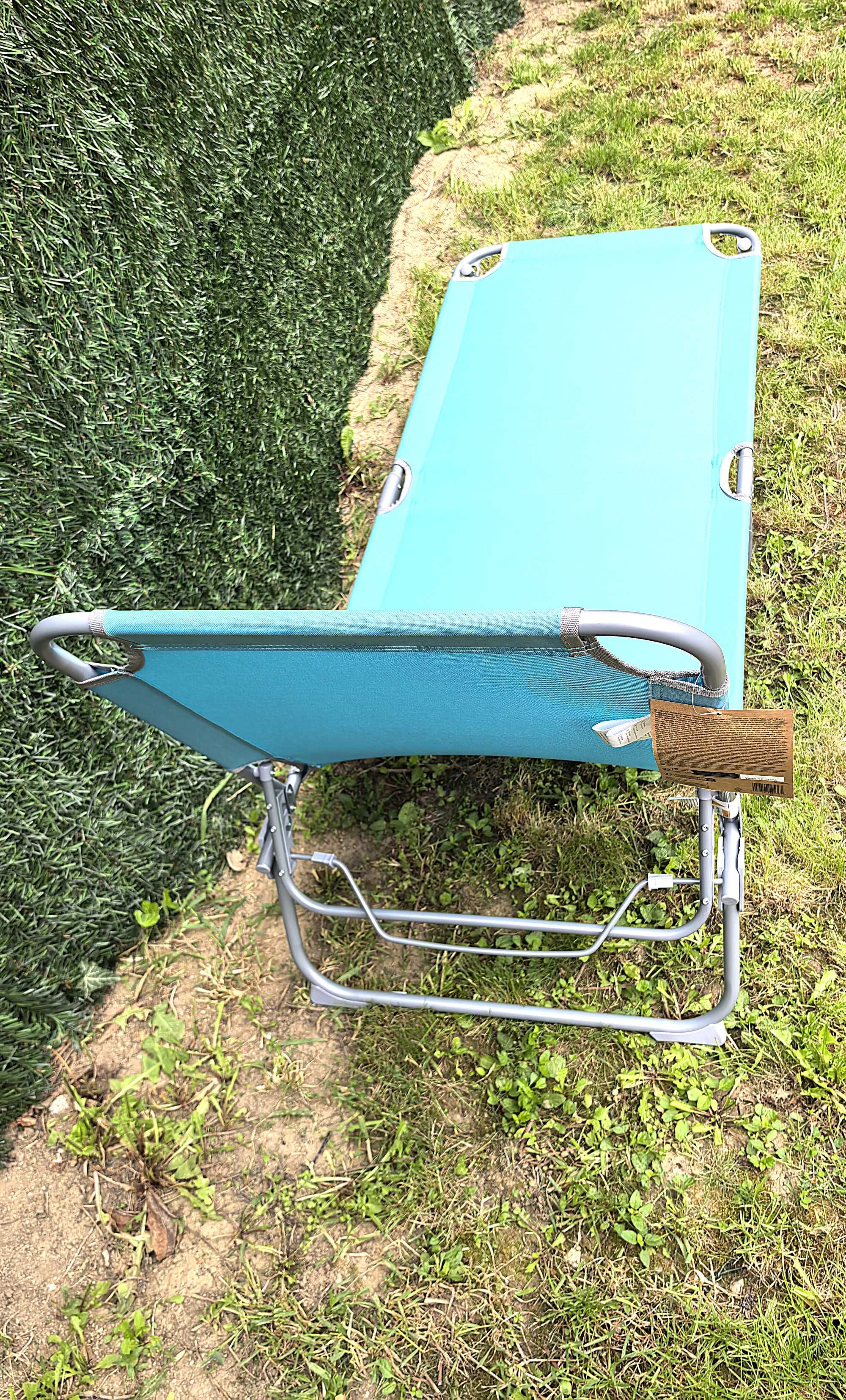 Sezlong Pliabil Gradina 185x60cm – verde cu dungi bleu deschis