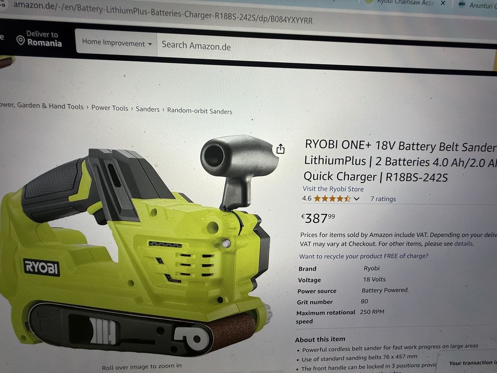 Ryobi-Mașină de șlefuit cu bandă 18V ONE+™