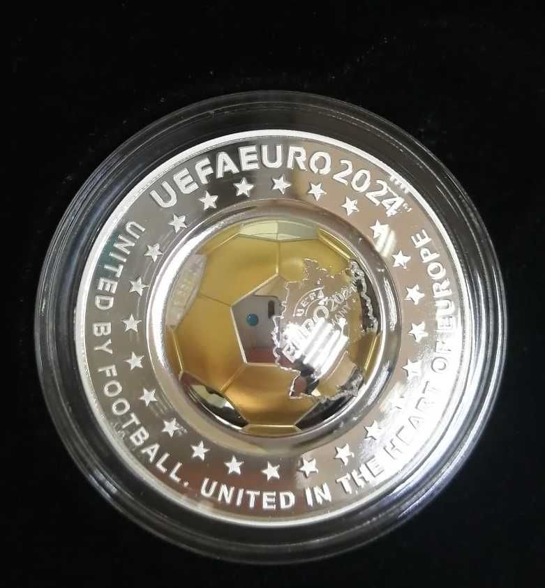 монета серебро + золото  UEFA EURO 2024
