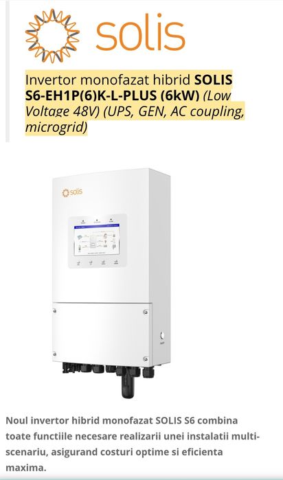 Invertor SOLIS S6 6KW Hybrid monofazat