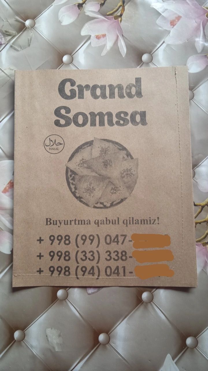 Somsa va gummalar uchun qogoz paketlar