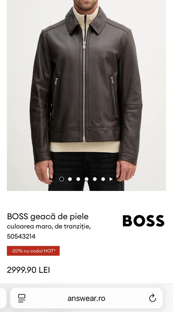 Geaca de piele Hugo Boss H Mapson 4 50543214, Nr. 56, Originala - Noua