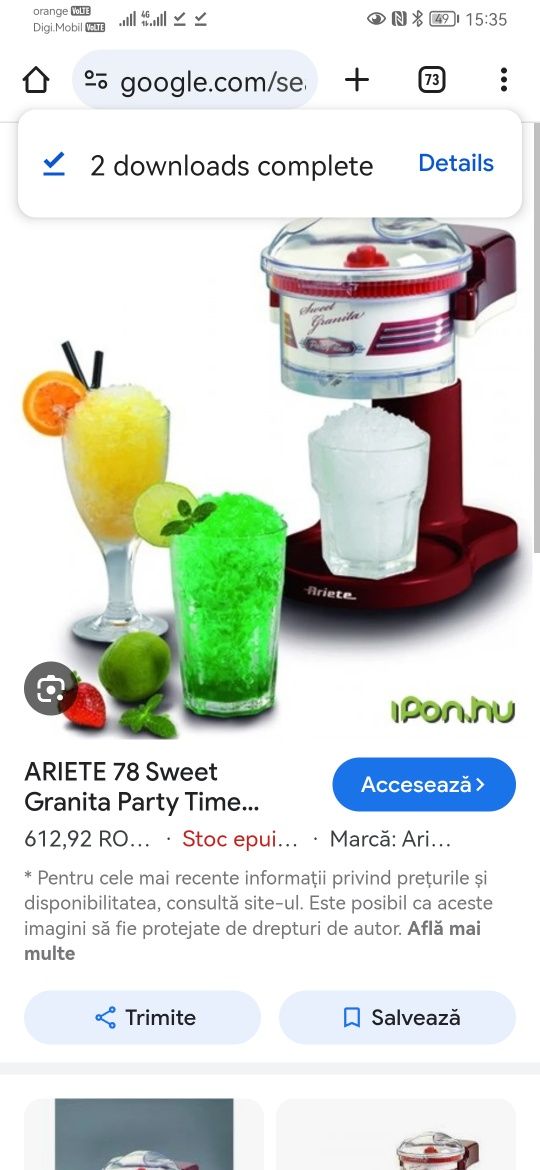 Ariete 78 aparat zdrobit gheata si facut Sweet Granita