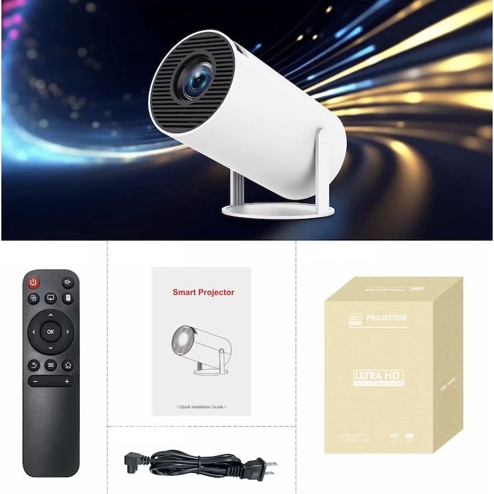 AMX100 Мини Bluetooth проектор, поддържащ 4K 1080P преносим,