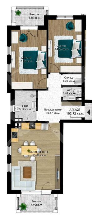 Тристаен апартамент в Остромила 514-18024