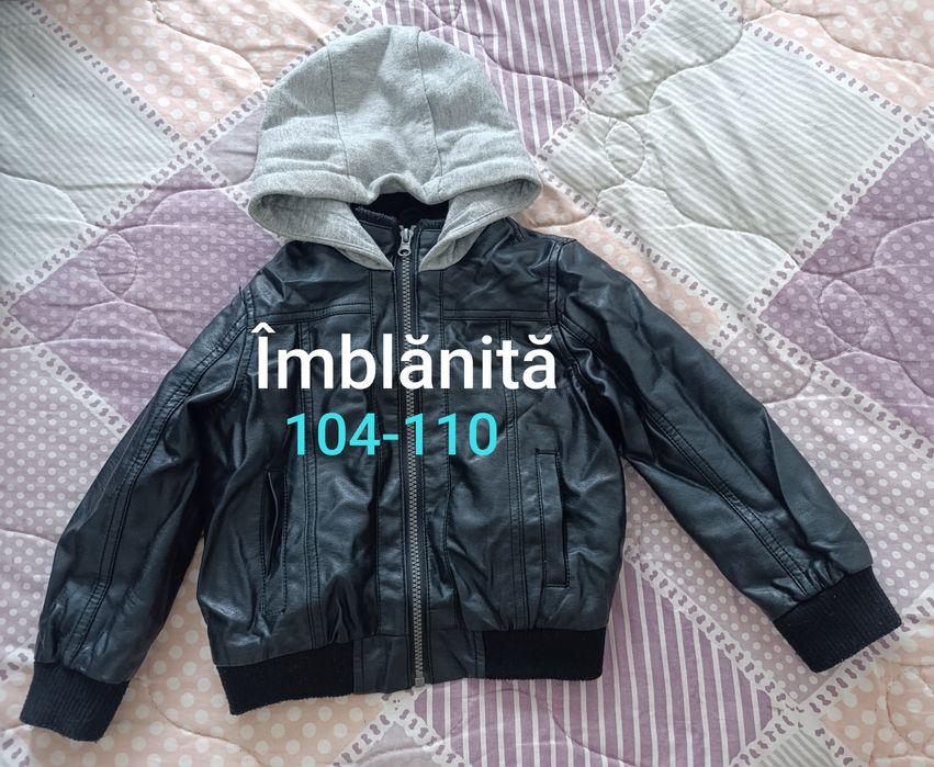 Geacă piele băieți îmblănită 104-110 (2 bucăți)