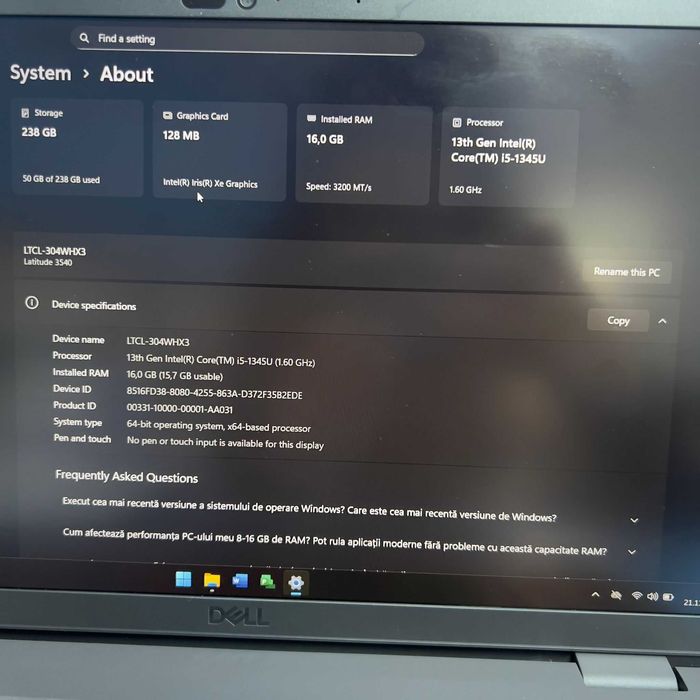 Laptop DELL Latitude 3540 256GB, Garantie 12 luni | Lensun