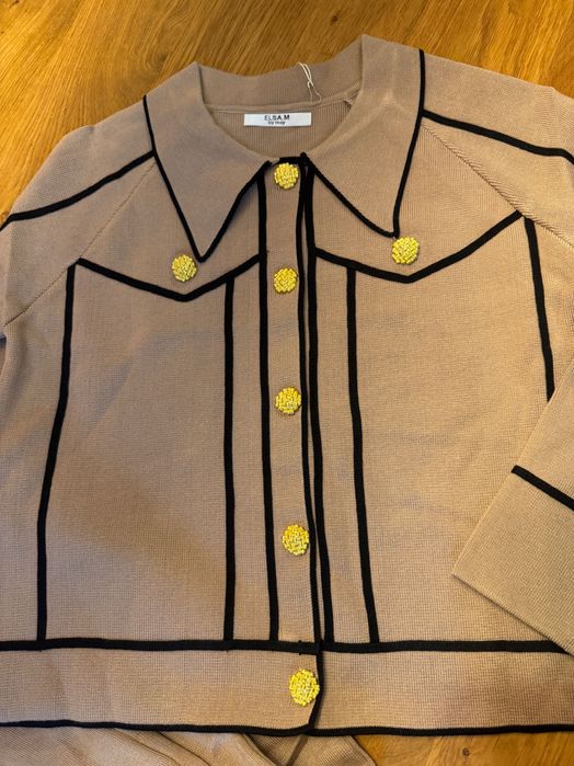 Дамски плетен сет костюм панталон и жилетка