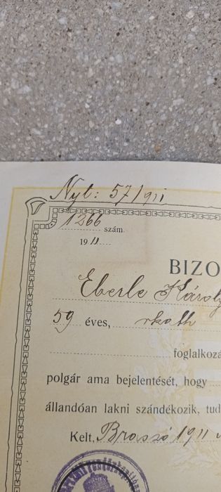 Document vechi, Brașov 1911