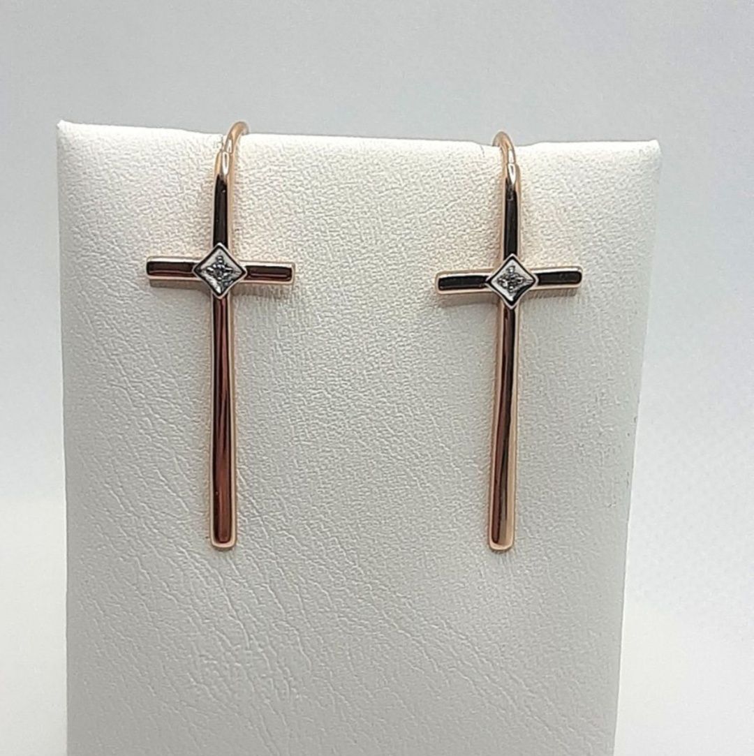 Новые золотые серьги крестики кресты женские