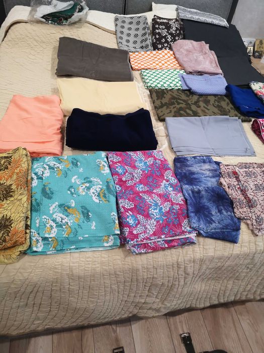 Ткани  ситец, шёлк, батист, плащевка, шерсть, трикотаж, вельвет.