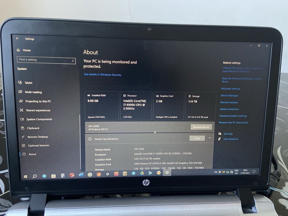 HP-G450 HP ProBook 450 G3  Sotiladi Holati Ideal Toza ishlatilgan
