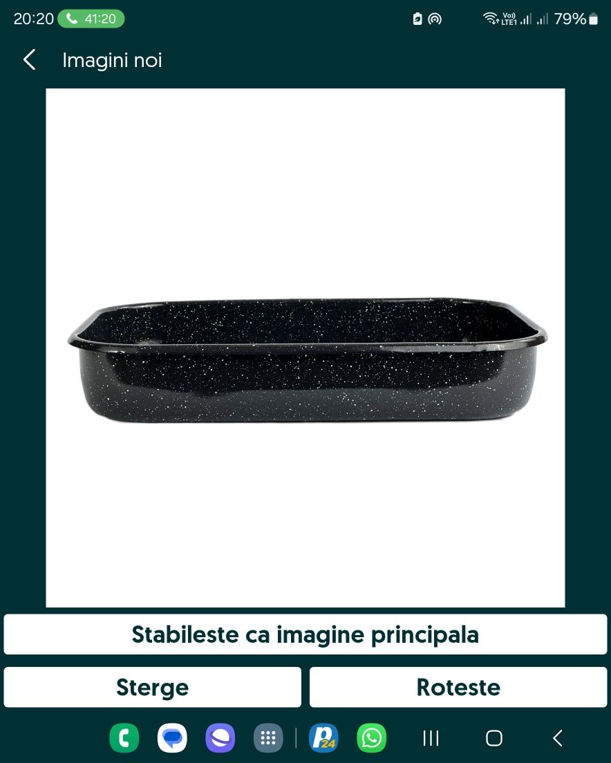 Tava emailata pt friptura fara torti, 4.8 litri, 36 cm diametru,neagra