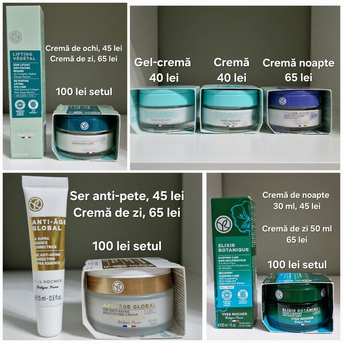 Crema si ser Yves Rocher Lifting/Lift Pro Coll/Hydra Vegetal, Elixir B