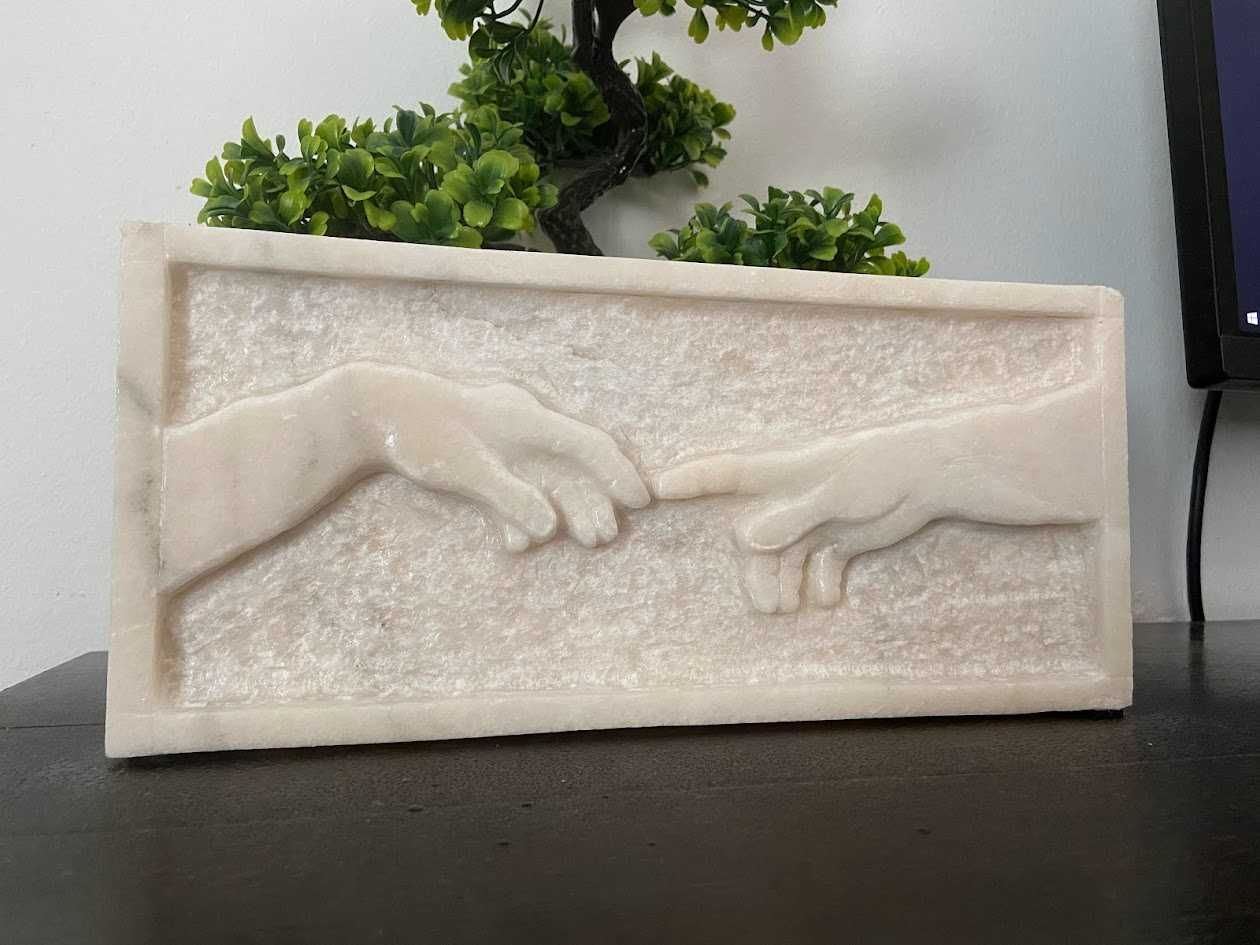 Sculptura manuala marmura alba The Creation of Adam Michelangelo