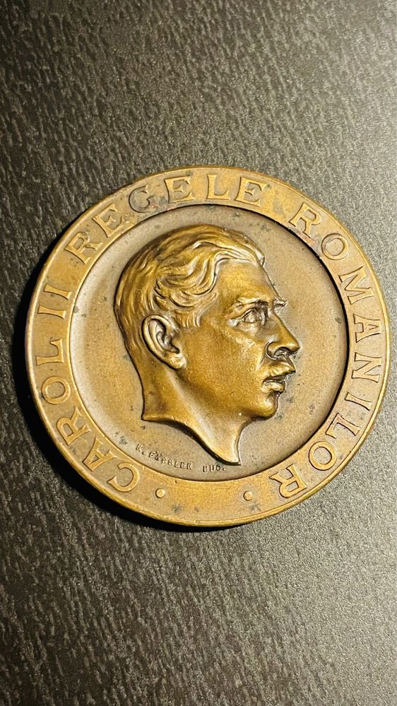 31 ianuarie 1932 - medalie versiune bronz moneda - Carol al II-lea 2