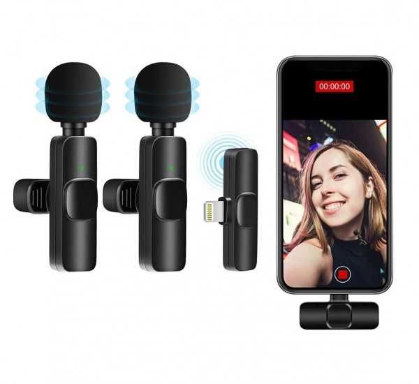 Комплект 2 безжични микрофонa тип Брошка, iPhone, Apple lightning