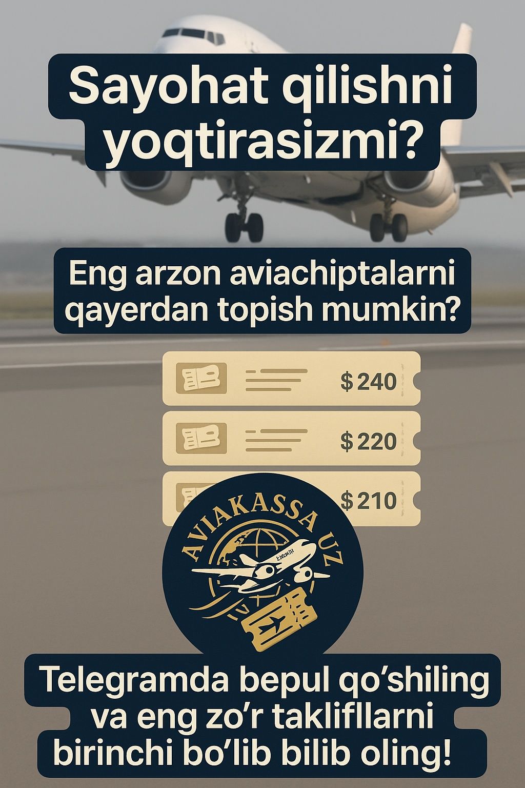 Aviakassa xizmati dunyo boylab poyezd biletlar avtobus biletlari