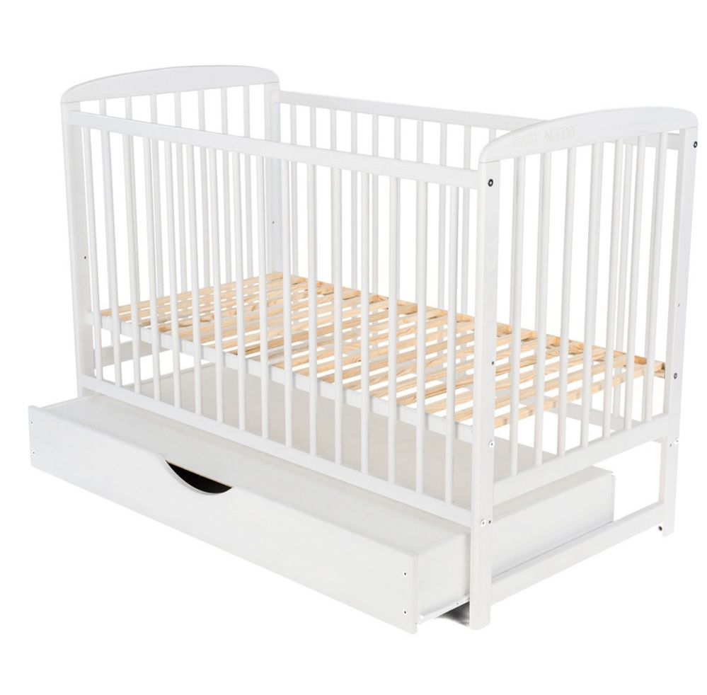 Pachet pătuț din lemn masiv de pin și MDF, BabyNeeds + saltea premium