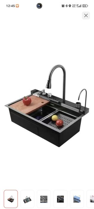 Кухонная мойка. Врезная, графит