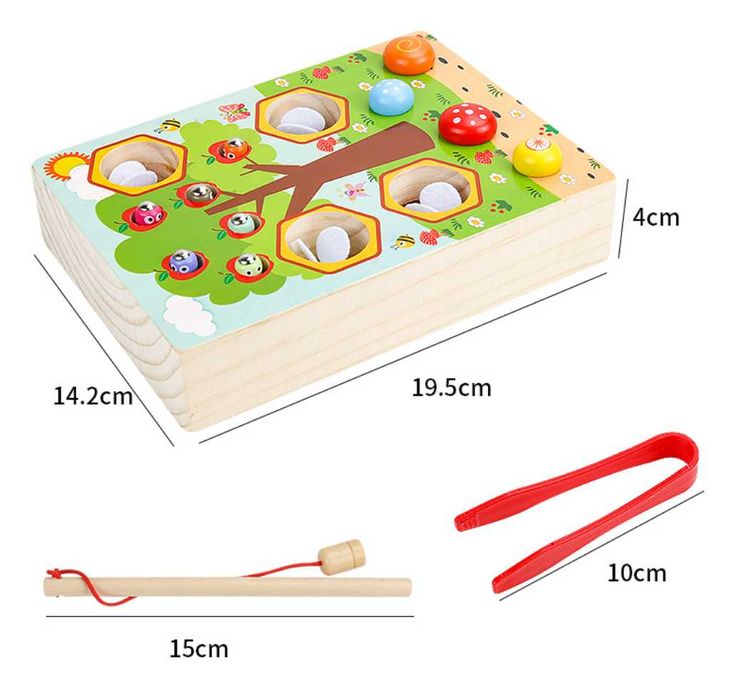 НОВО дървена игра за сръчност - кошер с пчелички + магнитни червейчета