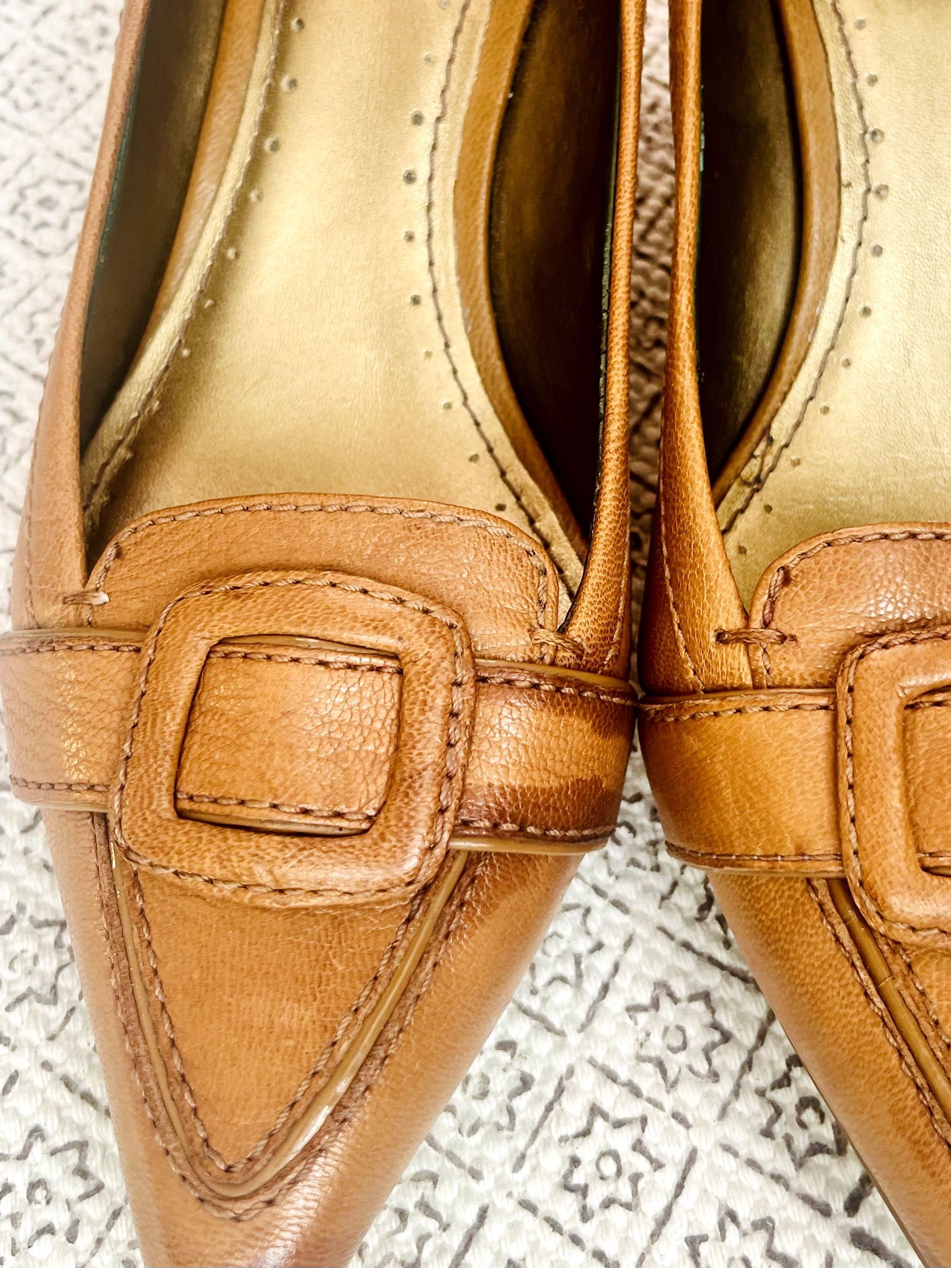 Кафяви кожени обувки Кларкс/ Brown Clarks Leather Court Shoes No 38.5