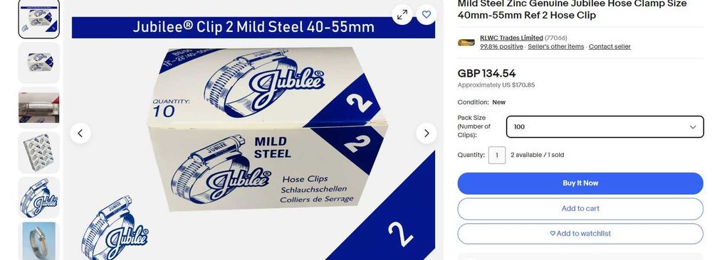 Colier de furtun din oțel moale din zinc autentic Jubilee Lot 120