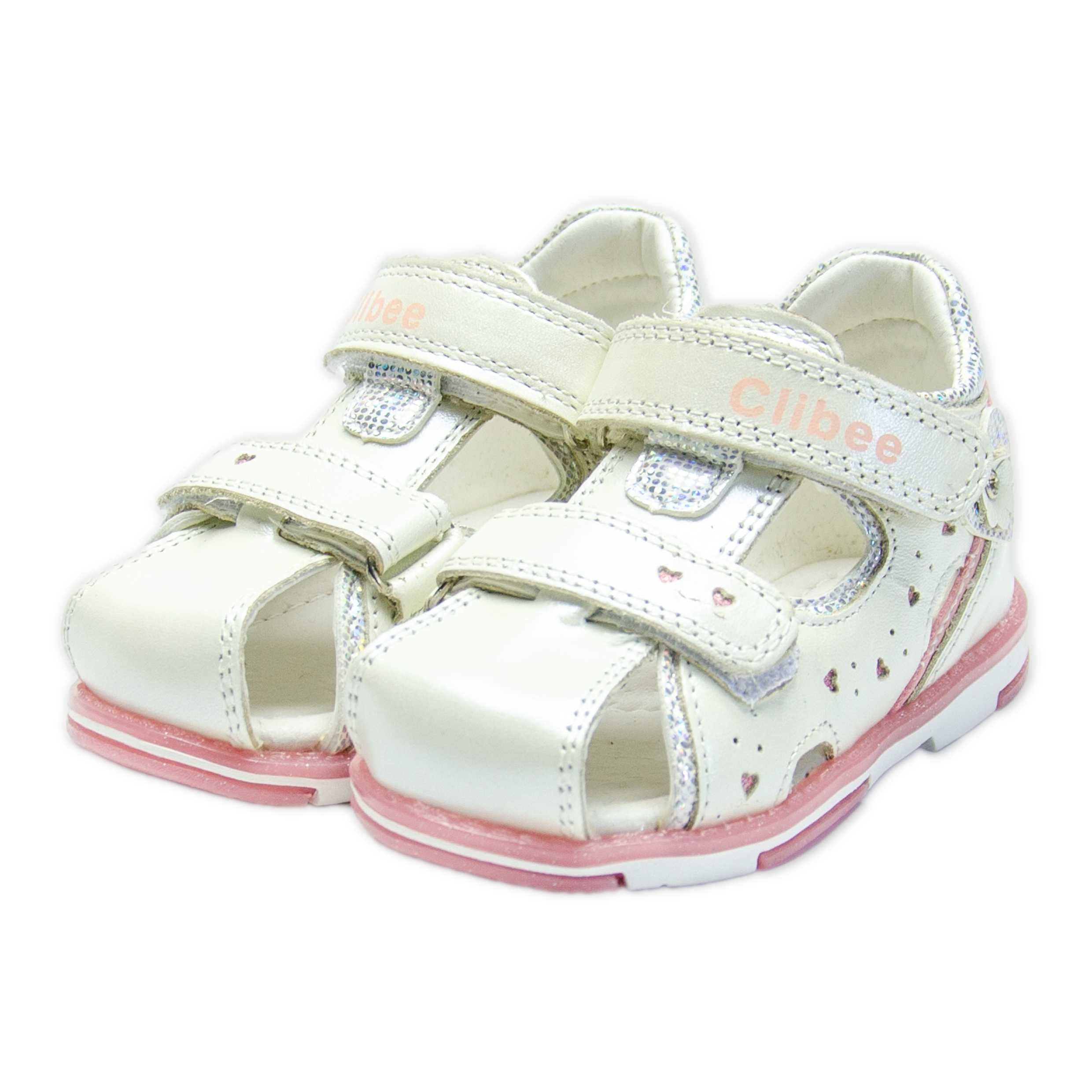 Sandale Clibee fete F30 | Sandale interior piele | Sandale albe copii