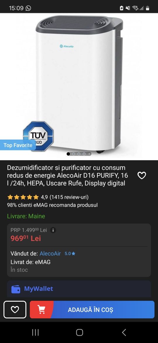 Vand dezumidificator  Aleco Air