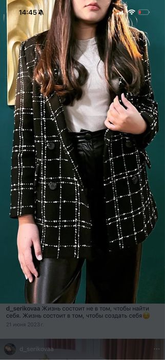 Черный твидовый пиджак. Размер “L”