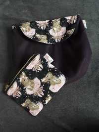 Кокетна тъмнолилава чантичка със зайчета балеринки