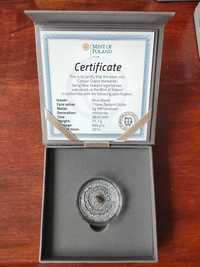 Серебряная монета с метеоритом,красивая,сертифткат,тираж 666 шт.