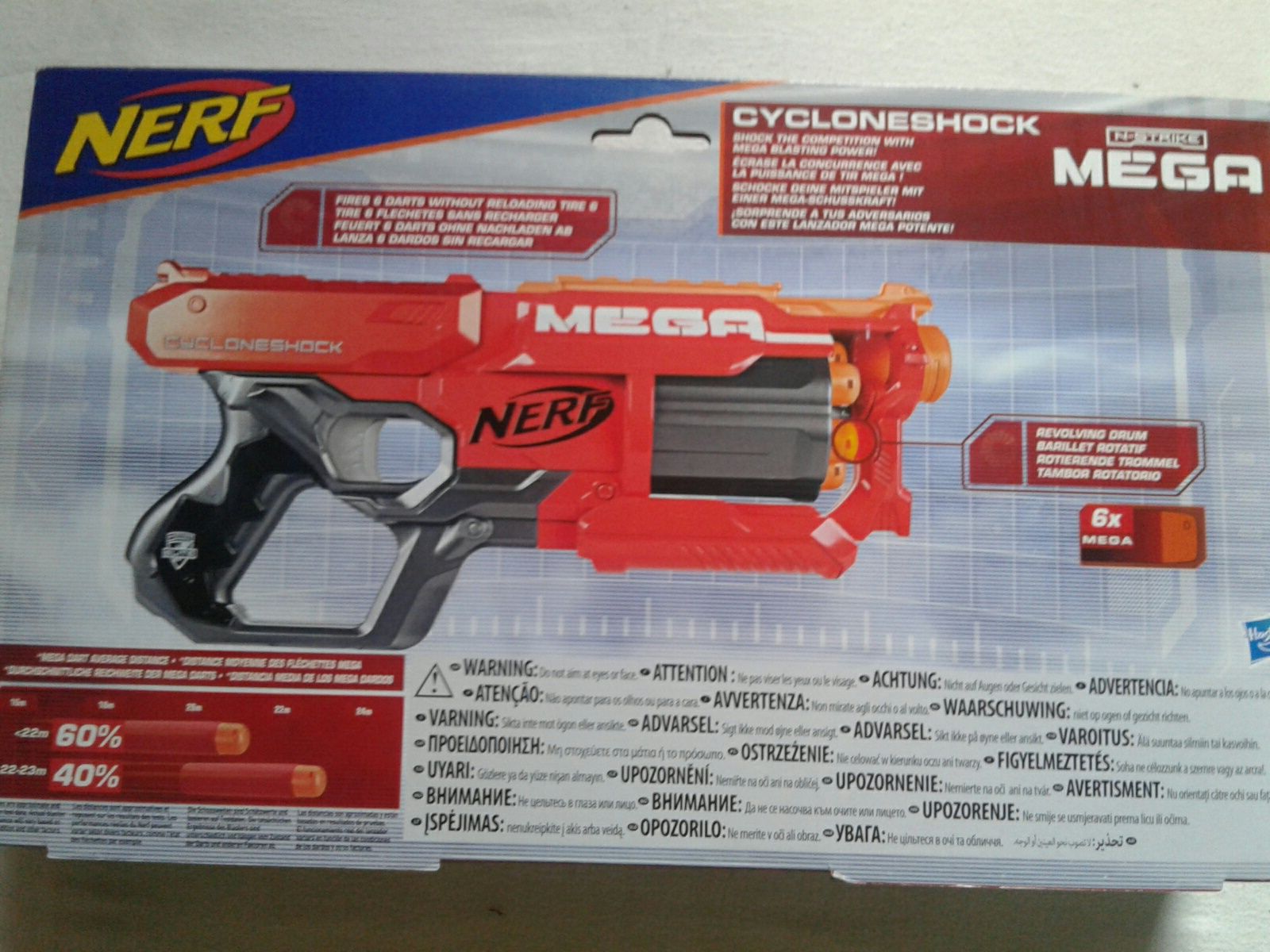 Nerf Cycloneshock cu butoias rotativ 6 gloante mari Mega, nou, sigilat