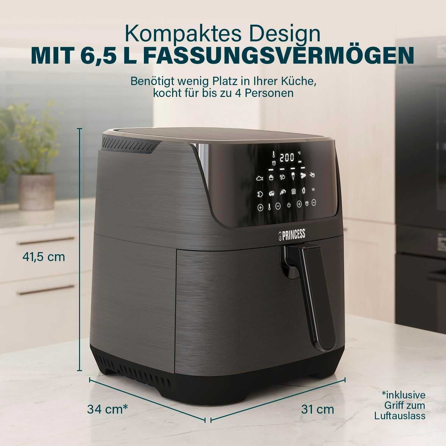 Фритюрник с горещ въздух Princess Digital, 6.5л., 1800W, 12 Програми