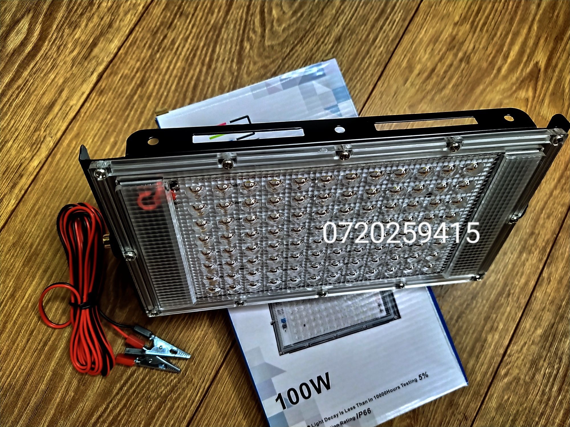 Proiector LED 12V Camping, Pescuit, Slim 100W=950W, 9500LM, 6000K, 12V