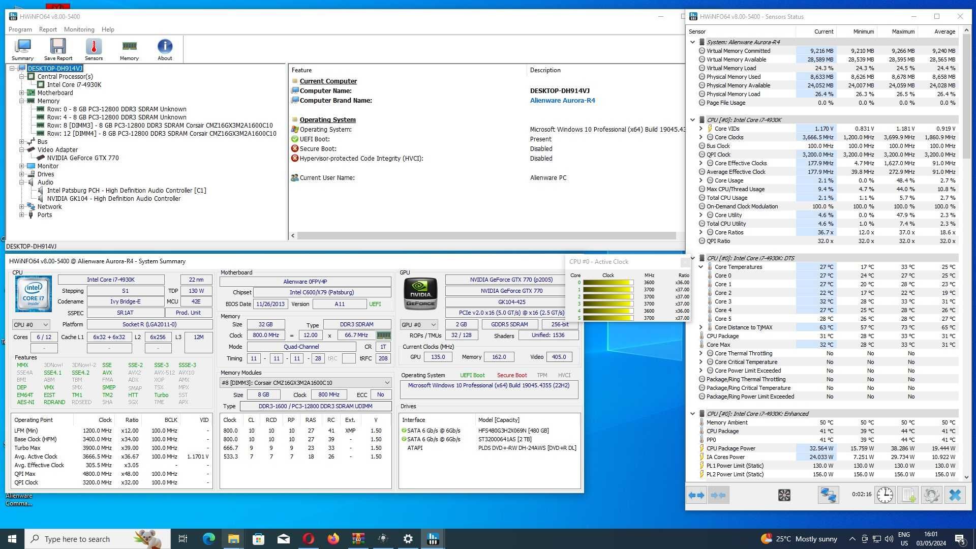 PC Alienware i7 6c/12t, 32GB, SSD+HDD